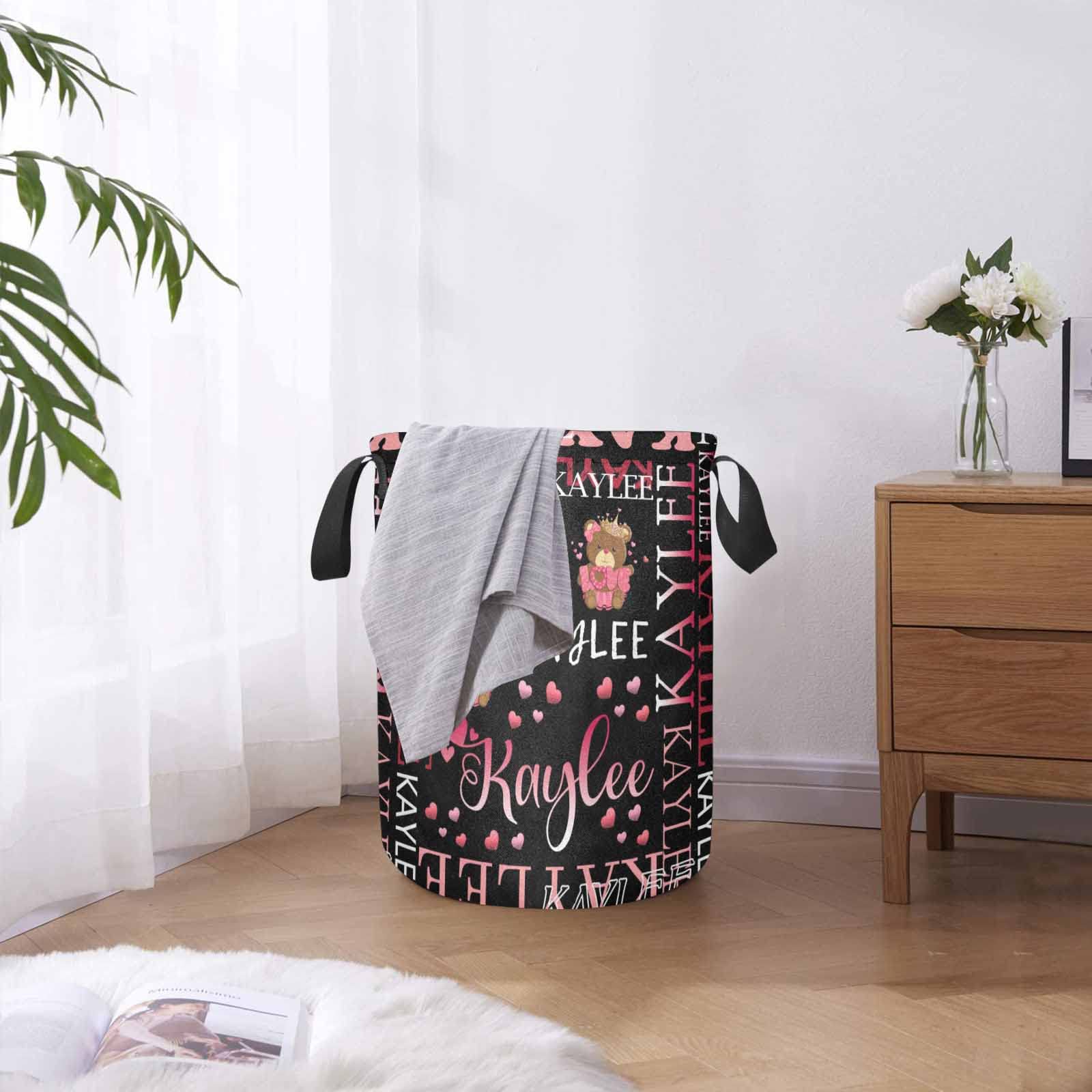 Customized Laundry Basket With Bear Gift, Personalized Waterproof Folding Laundry Basket With Name, Lightweight Hampers For Laun