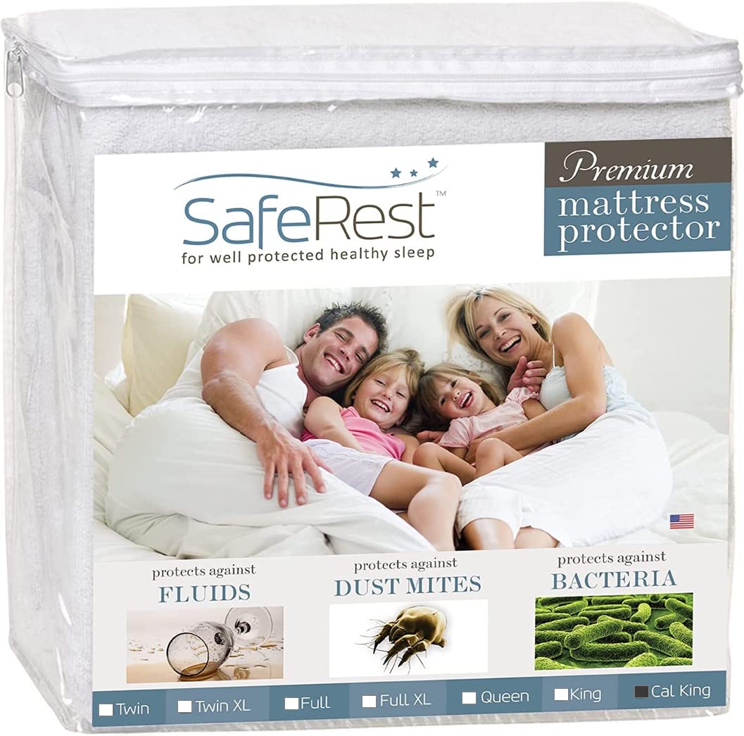 Saferest Cal King Mattress Protector - Fitted Mattress Pad Cover - Bedding Essentials For College Dorm Room, New Home, First Apa