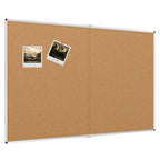 Viz-Pro Large Cork Bulletin Board/Foldable Noticeboard, 60 X 36 Inches, Silver Aluminium Frame
