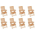 vidaXL Set of 8 Adjustable Reclining Patio Chairs - Durable Solid Teak Wood, Fine Sanded Finish - Includes Comfortable Fabric Cushions in Anthracite - Foldable, Space-Saving Design - Ideal for Out...