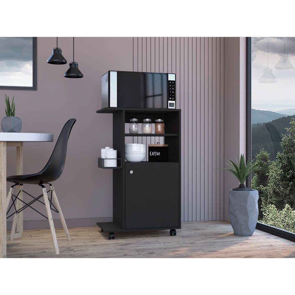 HomeRoots Contemporary Black Rolling Kitchen Cart