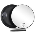 10X Magnifying Mirror with 3 Suction Cups - 6   Stick on Makeup Mirror with 10X Magnification, Magnified Makeup Mirror Portabl