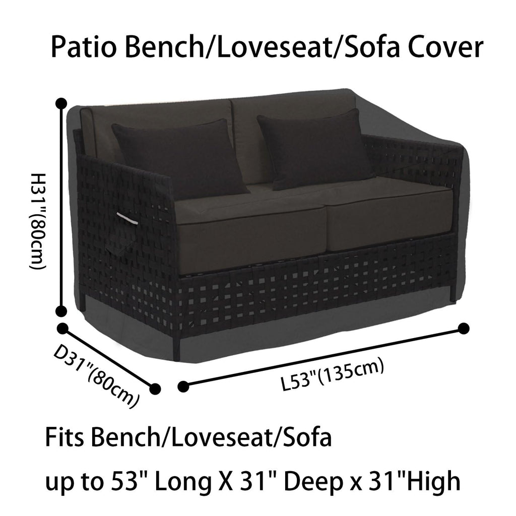 Rosielily Outdoor Couch Covers Patio Sofa Covers Waterproof, Black Outdoor Loveseat Covers, Outside Lawn Bench Covers, Stackable Heavy Duty Covers Patio Furniture Covers, Black