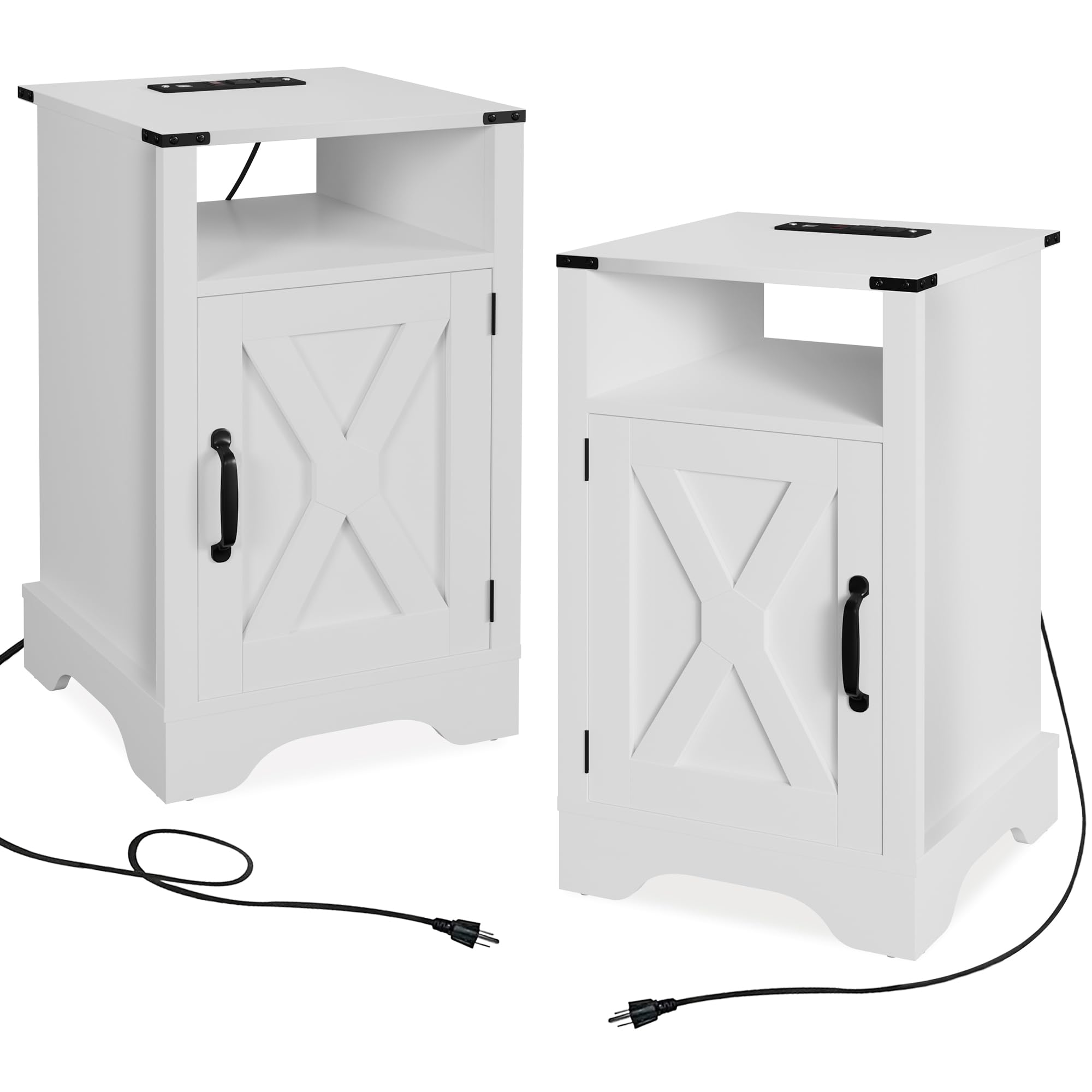 FansaFurn Charging Station End Table, 1 Count(Pack of 1), Dark Grey