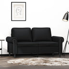 vidaXL 2-Seater Sofa in Black Faux Leather: Modern Design, Comfortably Padded, Stain-Resistant Upholstery, Sturdy Metal Frame, Ample Seating Space