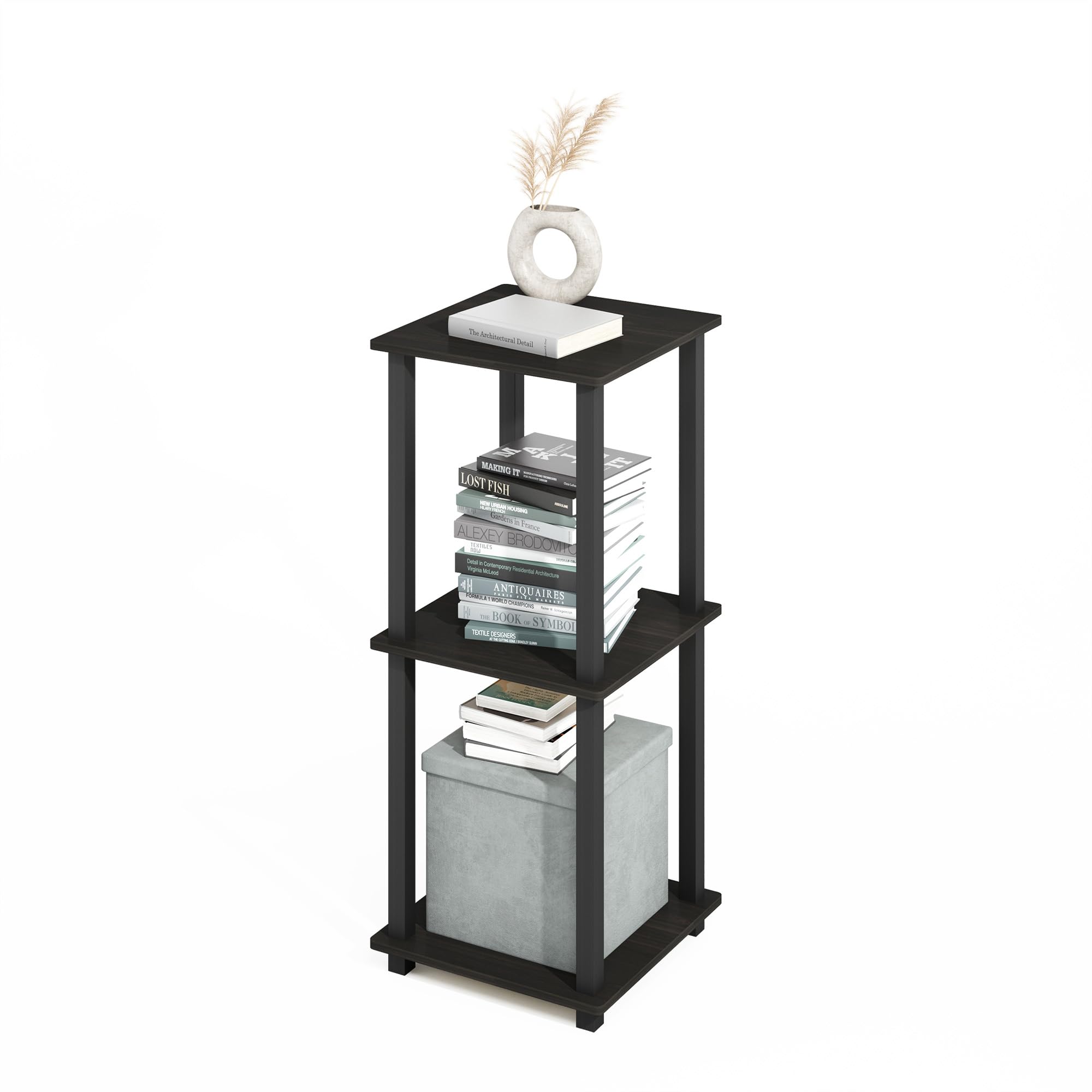 Furinno Turn-N-Tube Easy Assembly Stackable Bookcase, Bookshelf, Espresso/Black