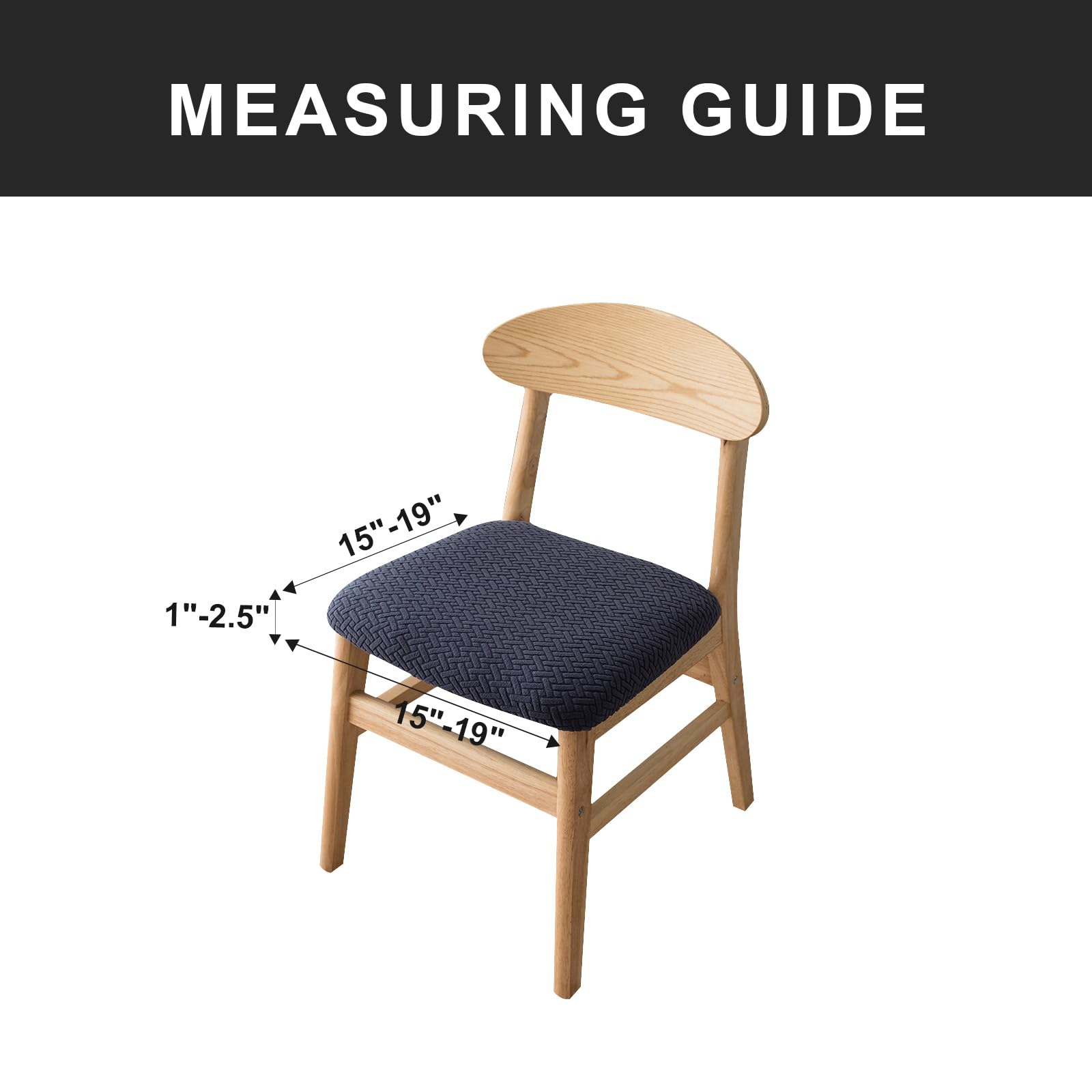 Genina Waterproof Seat Covers For Dining Room Chairs Covers Dining Chair Seat Covers Kitchen Chair Covers Slipcovers (Navy Blue, 2 Pcs)