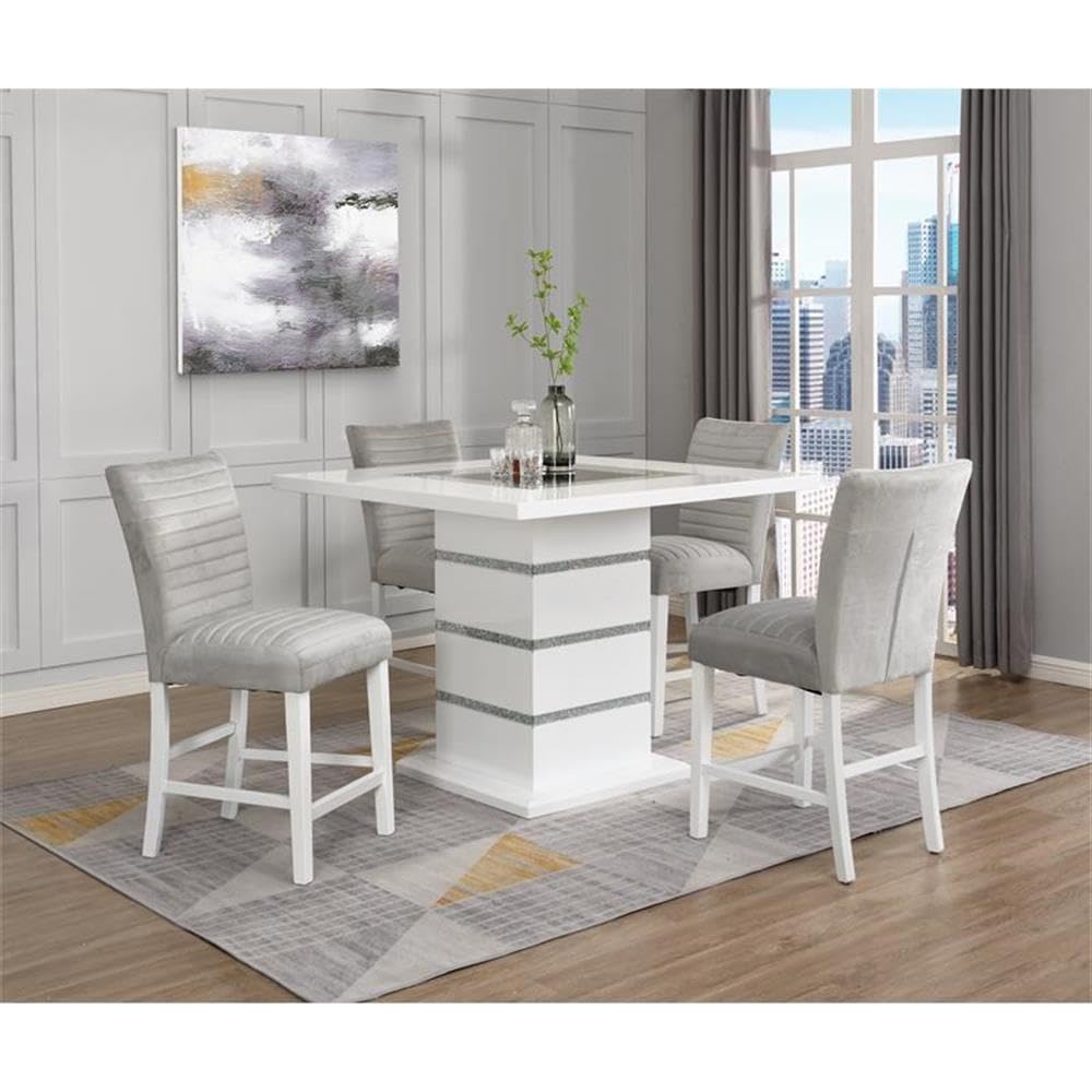 Acme Furniture Set of 2 Counter Height Chair, Gray and White