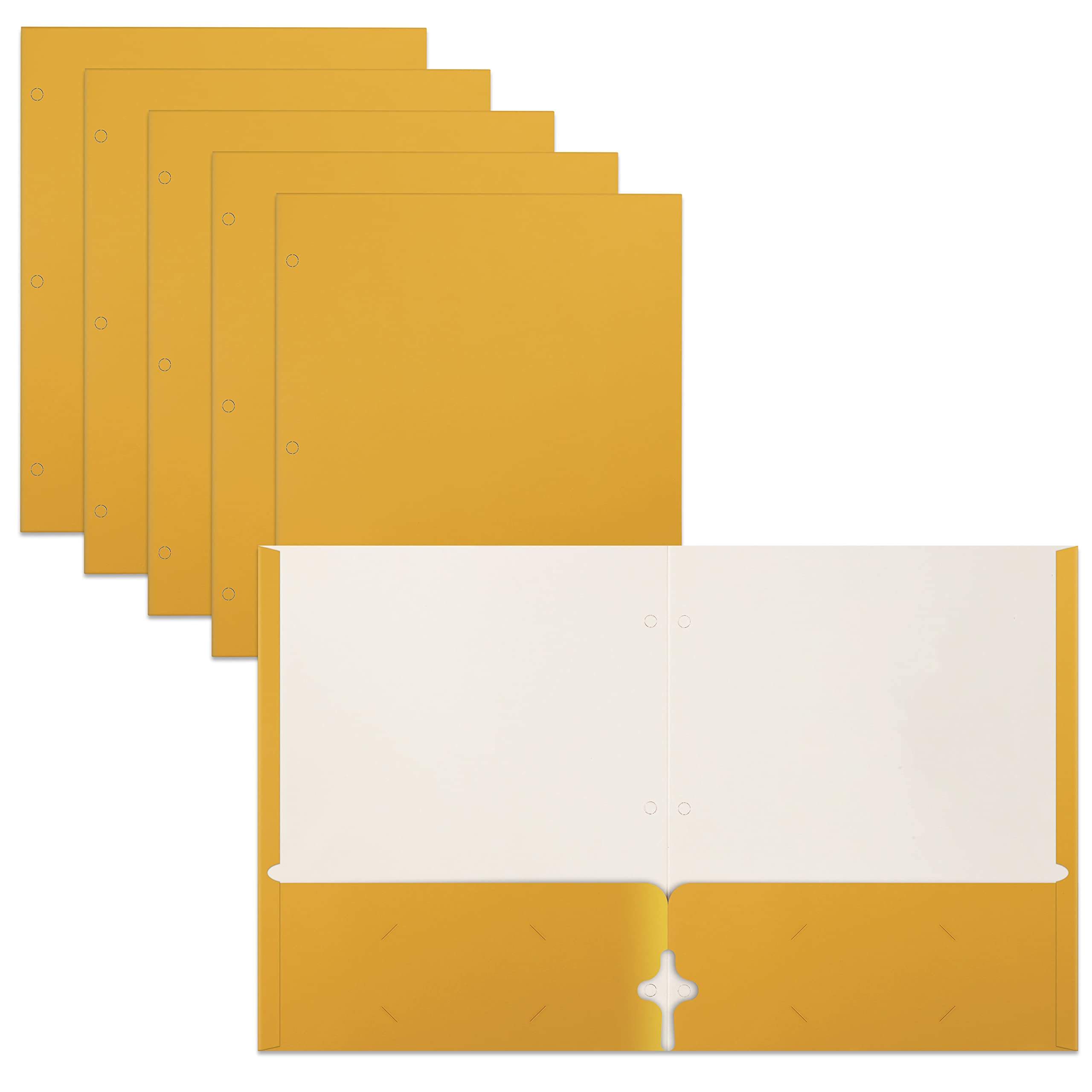 Better Office Products Two Pocket Portfolio Folders, 50-Pack, Dark Yellow, Letter Size Paper Folders, 50 Pieces, Dark Yellow