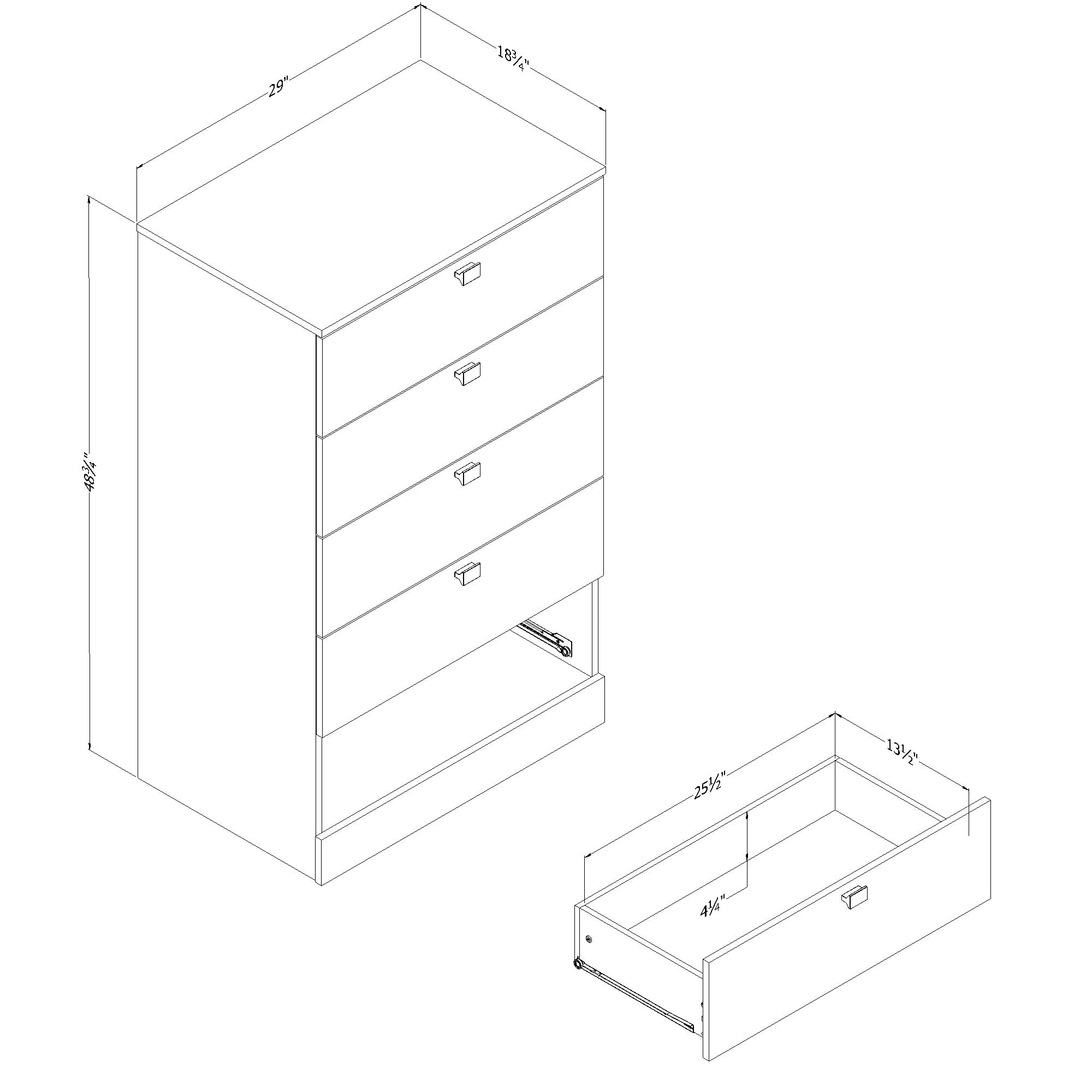 South Shore Furniture Spark 5-Drawer Chest, Pure White