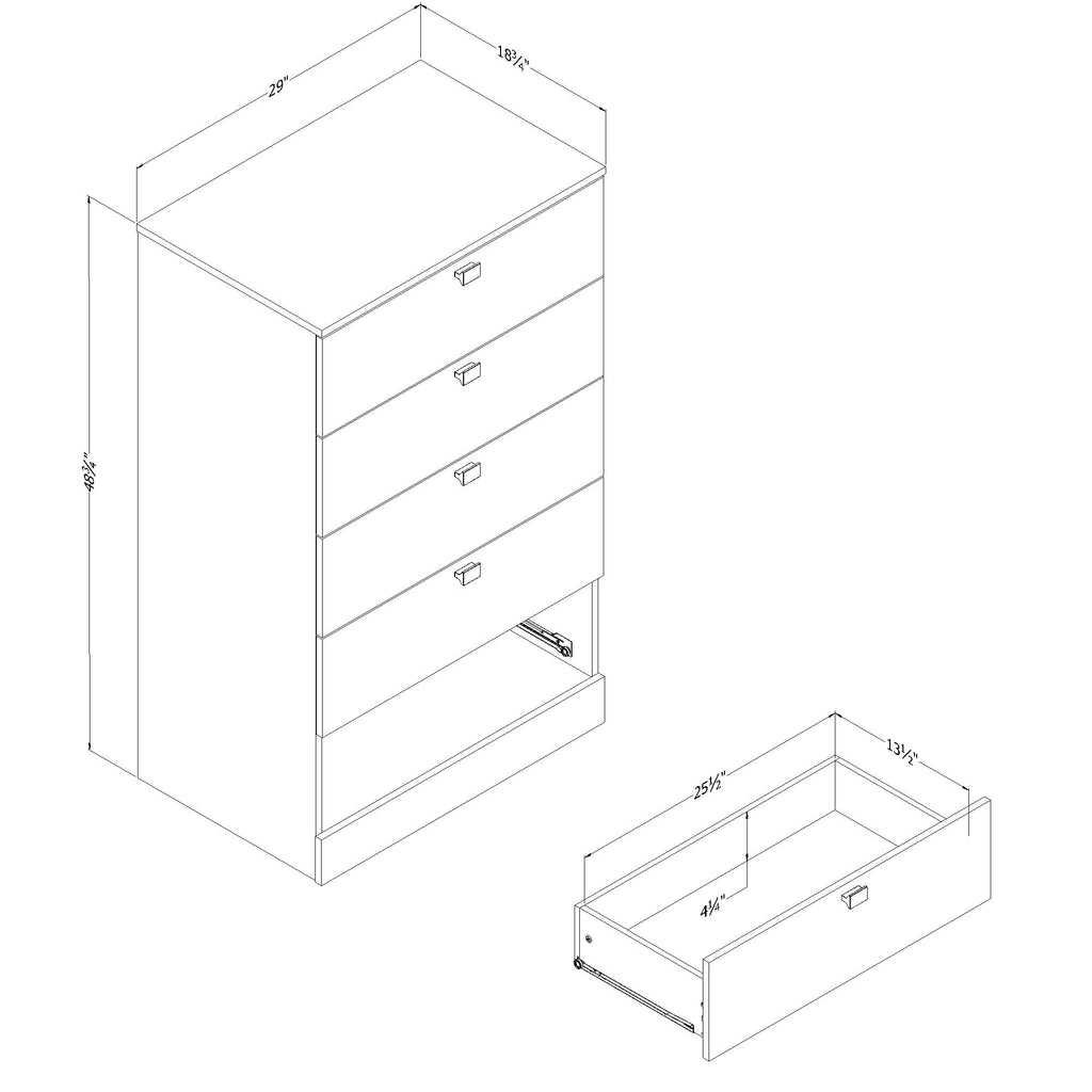 South Shore Furniture Spark 5-Drawer Chest, Pure White