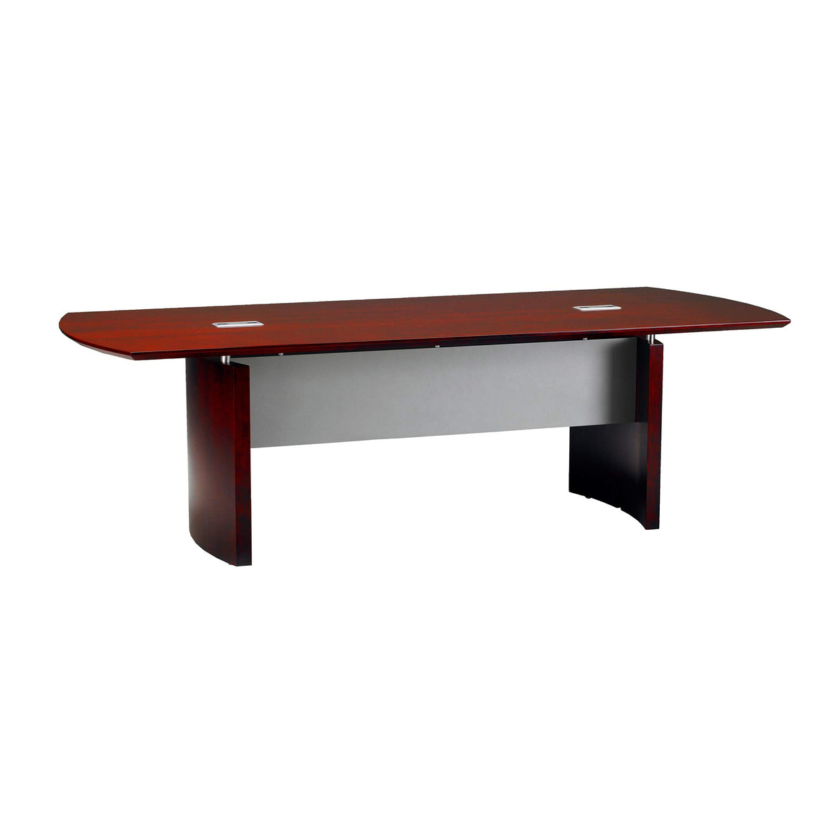 Safco Mayline Napoli 10'W X 48&quot;D Curved End Rectangle Conference Table, Sierra Cherry Veneer, Silver Paint