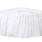 Biscaynebay Wrap Around Bed Skirts For Queen Beds 14' Drop, White Adjustable Elastic Dust Ruffles Easy Fit Wrinkle Resistant Si