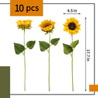 Cewor 10Pcs Sunflowers Artificial Flowers With Long Stem Fake Sunflowers Bulk Fall Decoration For Wedding Home Birthday Party Ou
