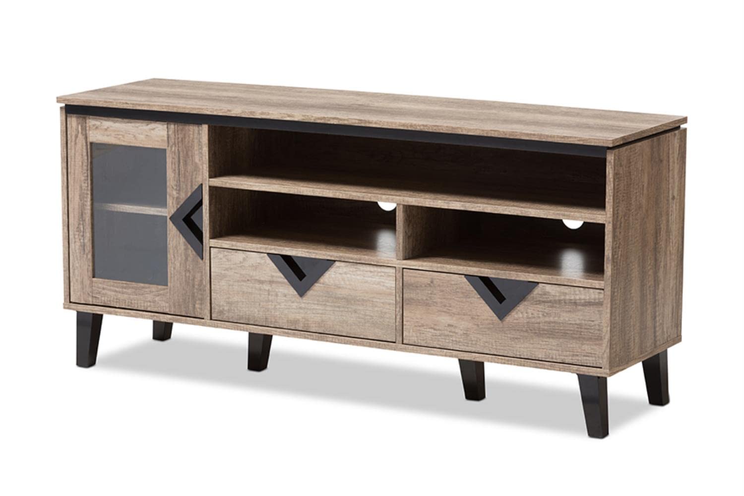 Baxton Studio Cardiff TV Stand/Light Brown/Contemporary/Particle Board with PU Paper/Plastic (Handles and Legs)