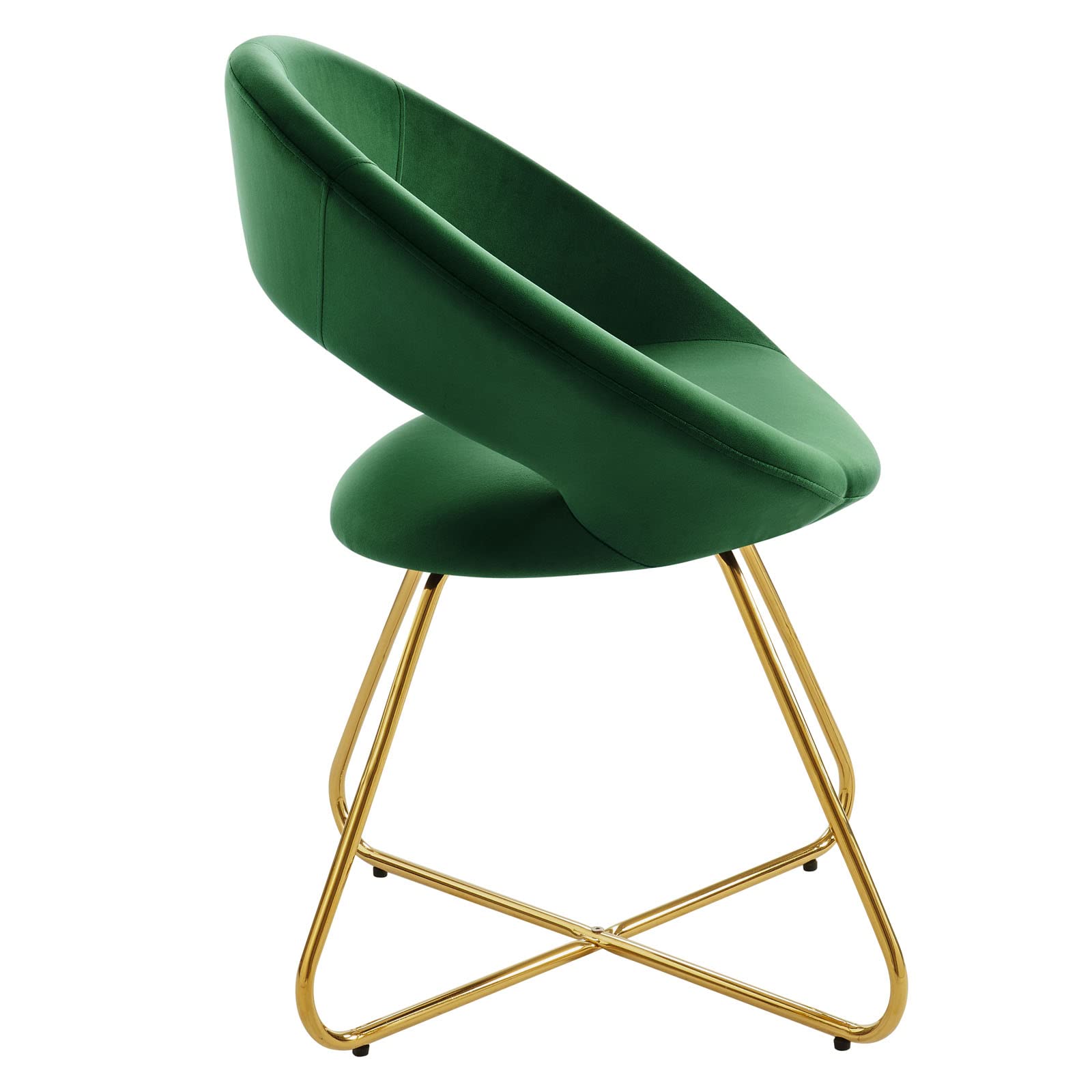 Modway Nouvelle 19" Velvet Dining Chairs in Gold/Emerald Green (Set of 2)