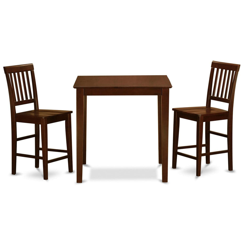 East West Furniture Vernon 3 Piece Counter Height Set for Small Spaces Contains a Square Kitchen Table and 2 Dining Room Chairs, 36x36 Inch, VERN3-MAH-W