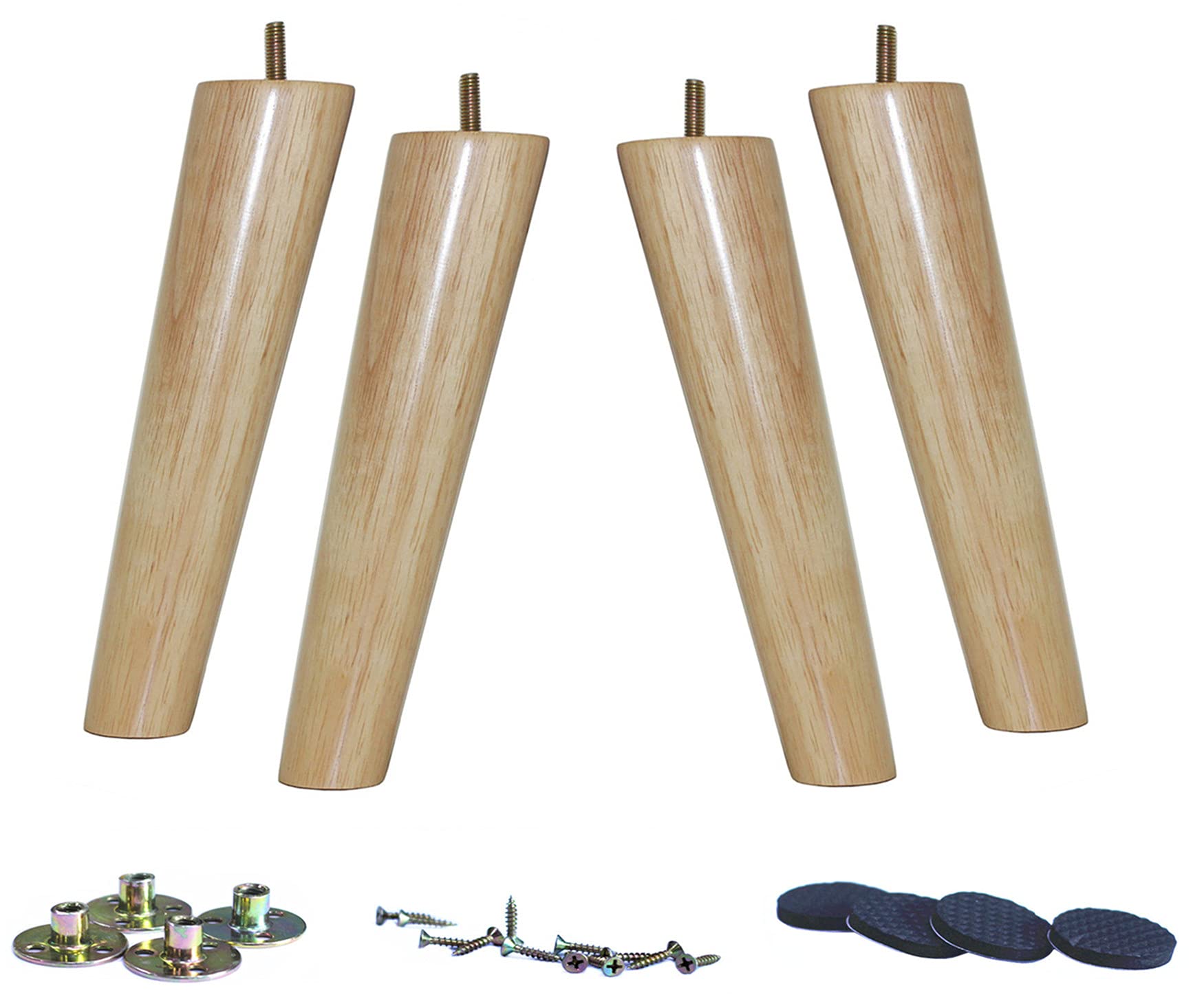 WEICHUAN Solid Rubber Wood Replacement Sofa Couch Chair Ottoman Loveseat Coffee Table Cabinet Furniture Wood Legs(10 Slant Set o