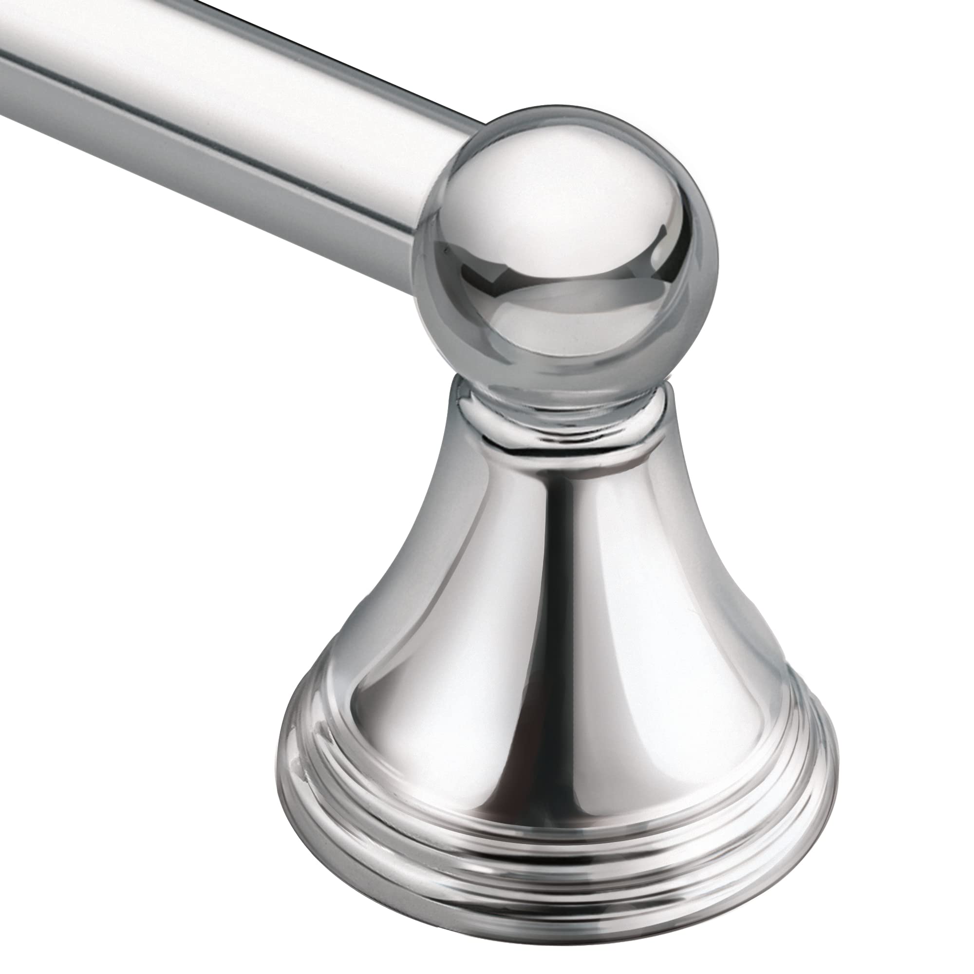 Moen Preston Collection Chrome 24-Inch Single Bathroom Towel Bar, Wall Mounted Towel Hanger for Bath or Kitchen, DN8424CH