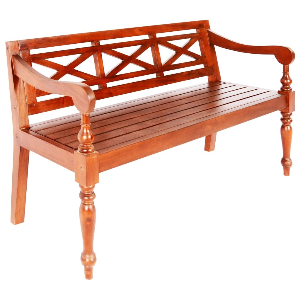 vidaXL Dark Brown Batavia Bench - Solid Mahogany Wood, Indoor Use, Stylish Decor Piece, Comfortable Seating, Durable and Easy to Clean