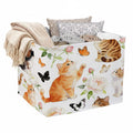 Cat Floral Foldable Laundry Basket Hamper with Handles, 56L Large Capacity Toy Storage Organizer, Collapsible Clothes Hamper for