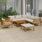 vidaXL Patio Lounge Set 8 Piece, Patio Furniture Set for Outdoor Garden, Sectional Sofa with Cushions, Corner Sofa, Retro Style, Solid Wood Acacia