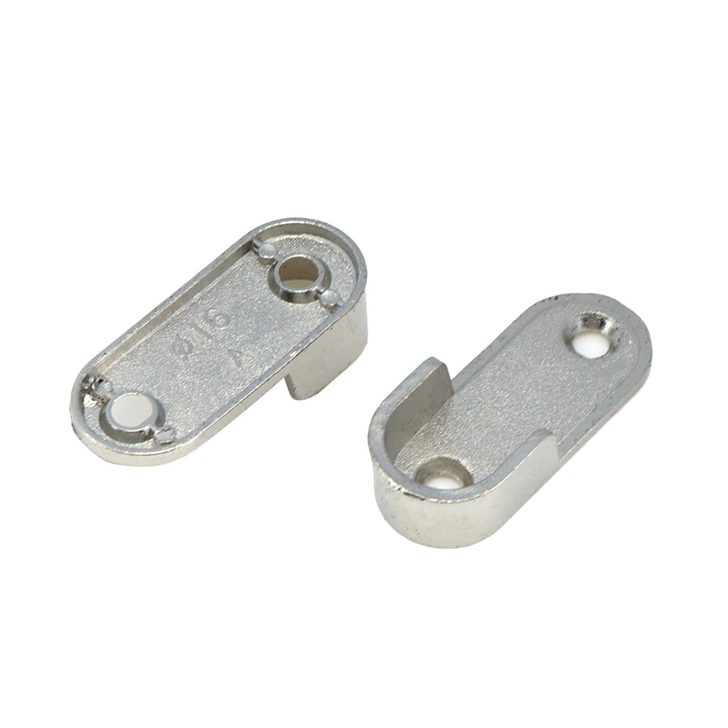 Mcredy 2 Pair Zinc Alloy Oval Hanging Rail Rod Holder End Bracket Support For Wardrobe Closet Silver 0.63' Inner Size