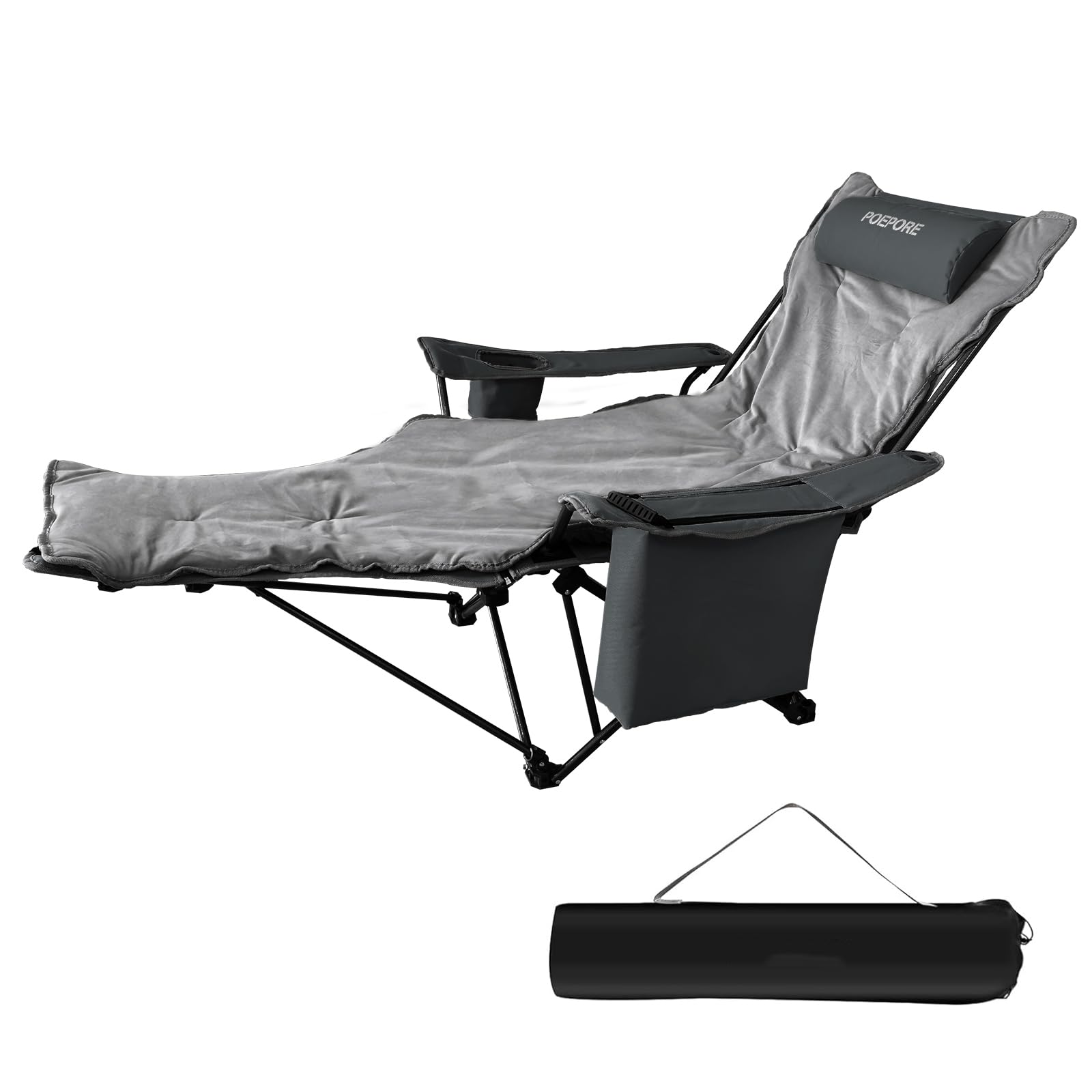 POEPORE Reclining Camping Chair 4 Position with Foot Rest Comfortable for Adults 265Ibs Folding Lounger Mesh Beach Chair with Co