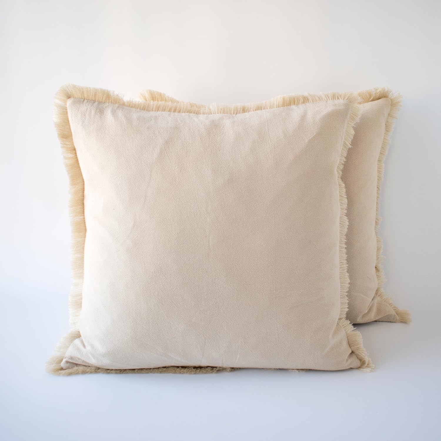 Hoplee Neutral Cream Pillow Covers Boho Pillow Covers 18X18 Set Of 2 For Sofa Bedroom Car 18 X 18 Inch Cream