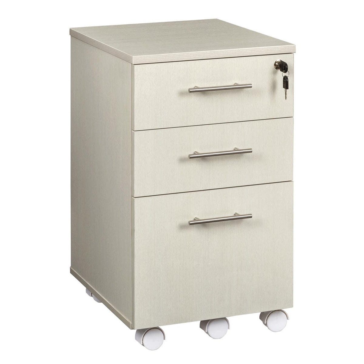 Safco Mayline Mnbbftss Medina 3-Drawer Lockable Mobile File Cabinet, 26.75&quot;H, Textured Sea Salt Laminate