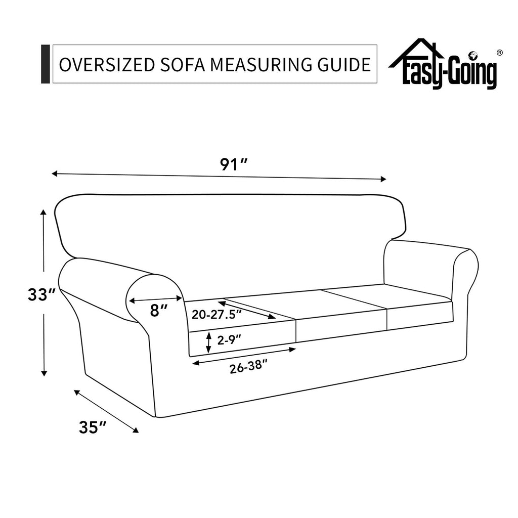 Easy-Going Couch Cover - 4 Pieces Oversized Stretch Sofa Slipcover, Washable, X-Large, Snow White, Protector for Pets & Kids
