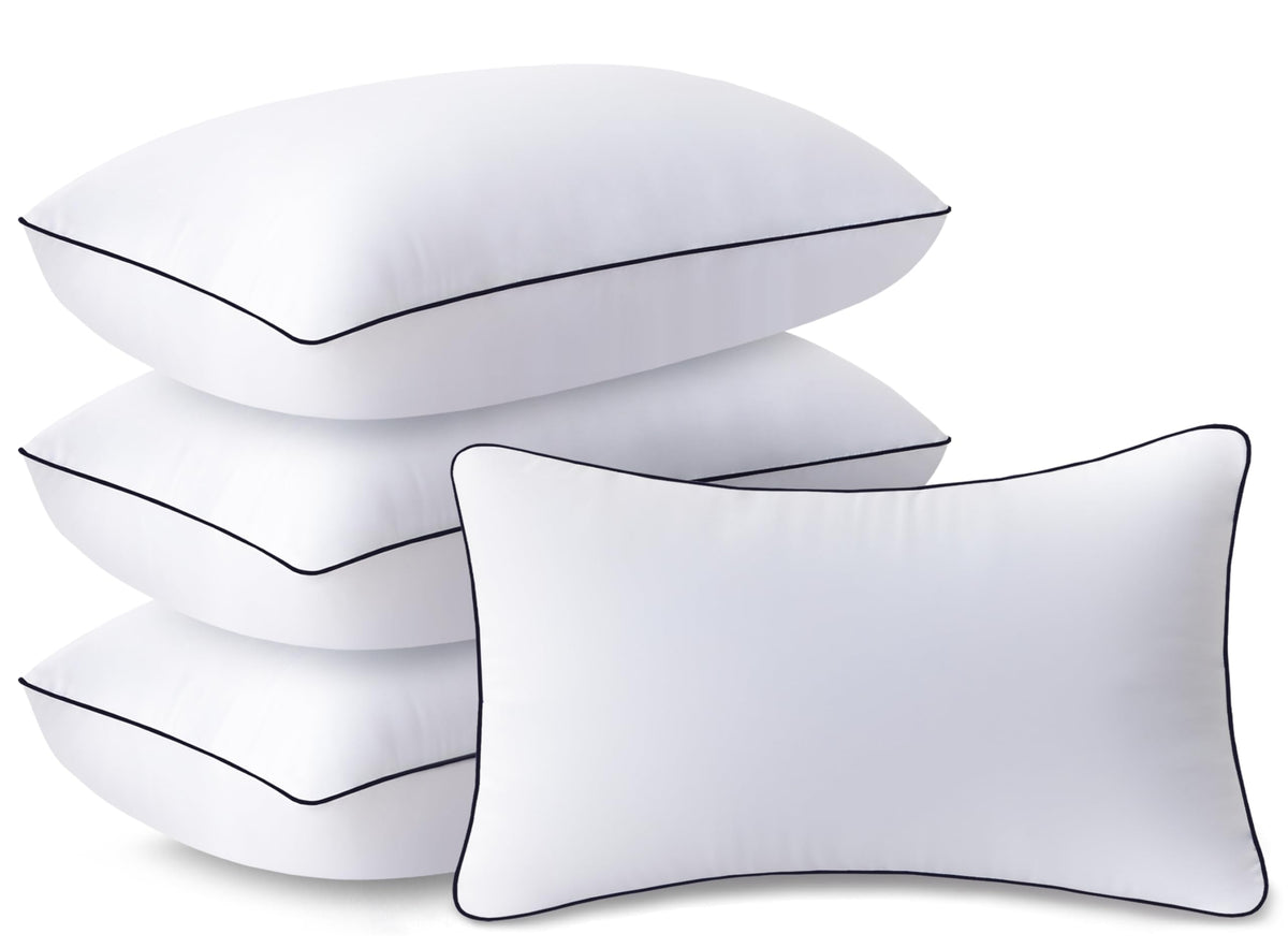 Mzoimzo Bed Pillows For Sleeping- Queen Size Set Of 4, Cooling Hotel Quality With Down Alternative Fill For Back, Stomach Or Sid
