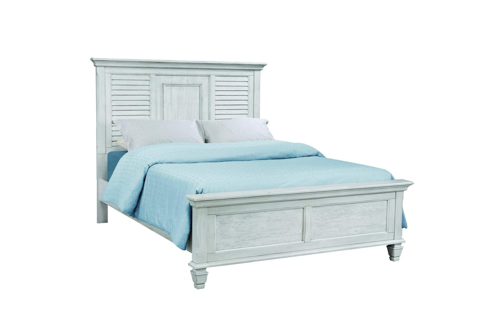 Coaster Franco Eastern King Bed 5-Piece Set, Distressed White