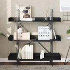 vidaXL Bookcase - 3-Tier Ample Storage Bookshelf with Adjustable Feet; Industrial Style Engineered Wood Book Stand in Black Finish; Measures 39.4"x13"x42.7"