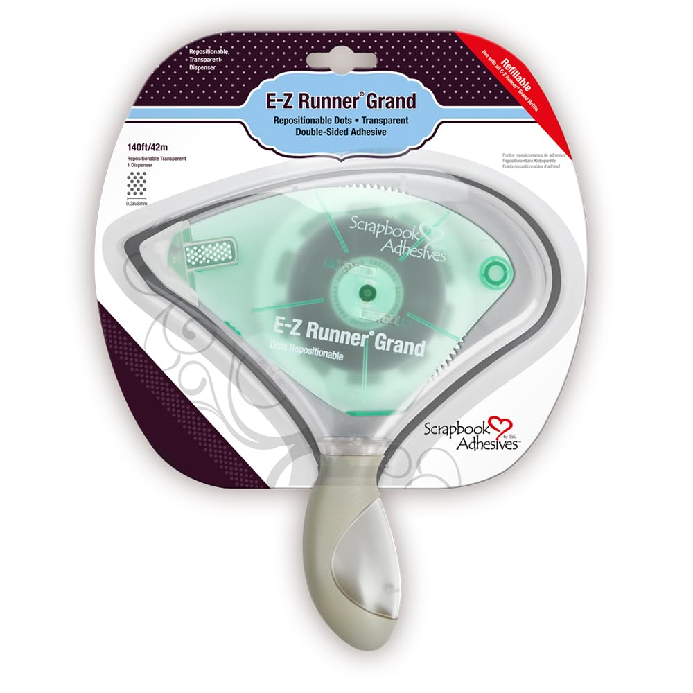 Scrapbook Adhesives By 3L Tape Dispenser E-Z Runner Grand Repo Dots, Us:One Size, Clear