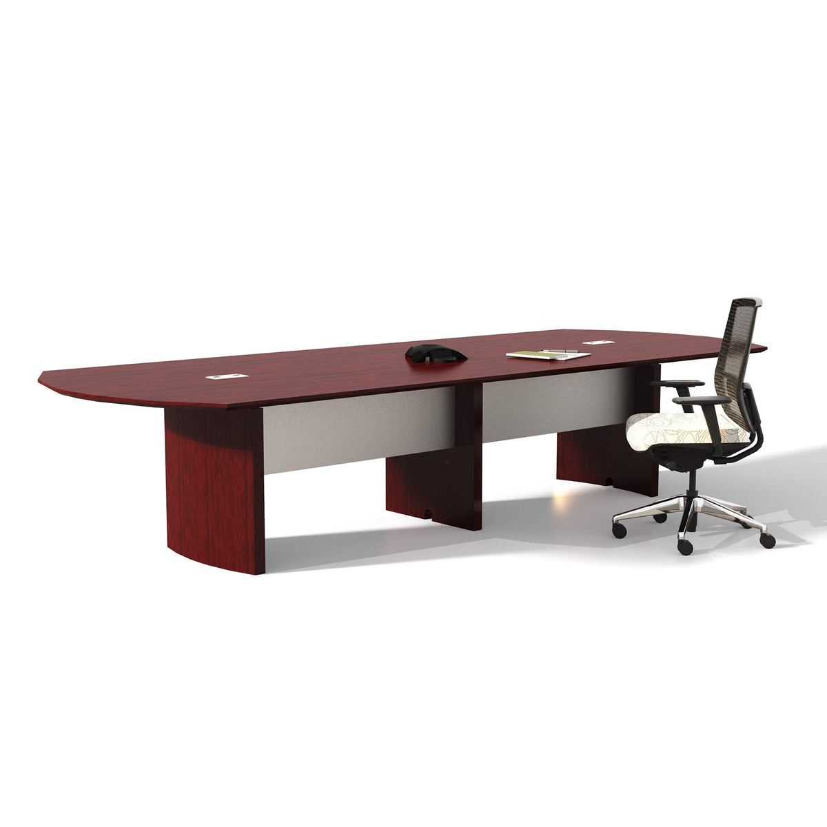 Safco Mayline Napoli 12'W X 48&quot;D Curved End Rectangle Conference Table, Sierra Cherry Veneer