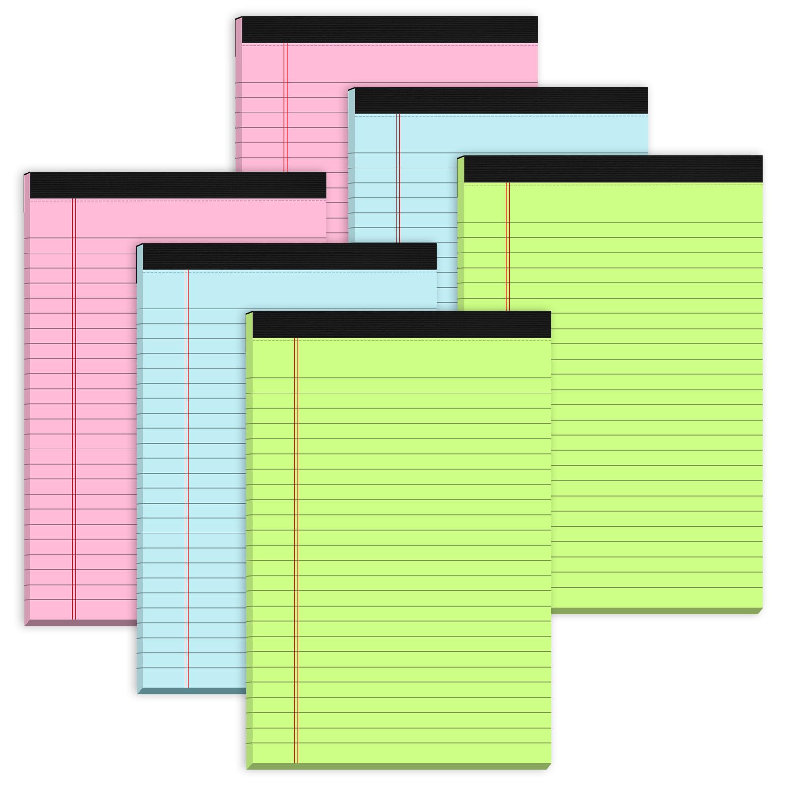 Small Legal Pads 5X8 Colored Note Pads, 6 Pack Small Notepads For Work, Pink Notepad 5X8 Mini Legal Pad, Colored Legal Pads 5X8