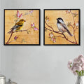 PAINTINGMANTRA Framed Canvas Painting Painting (Floral Bird Peach Color)