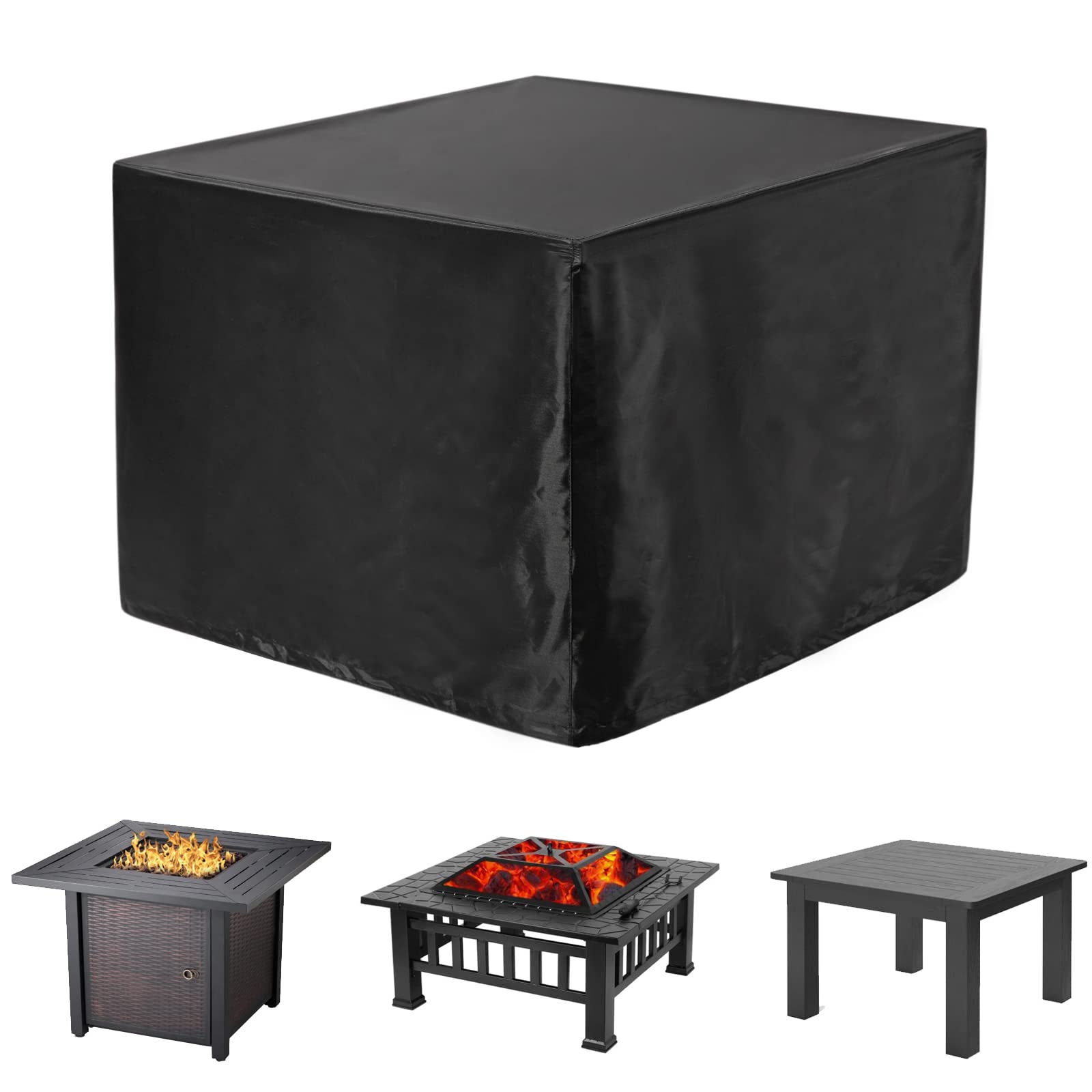Womaco Heavy Duty Square Patio Fire Pit/Table Cover, Waterproof Outdoor Furniture Cover (40' X 40' X 20', Black)