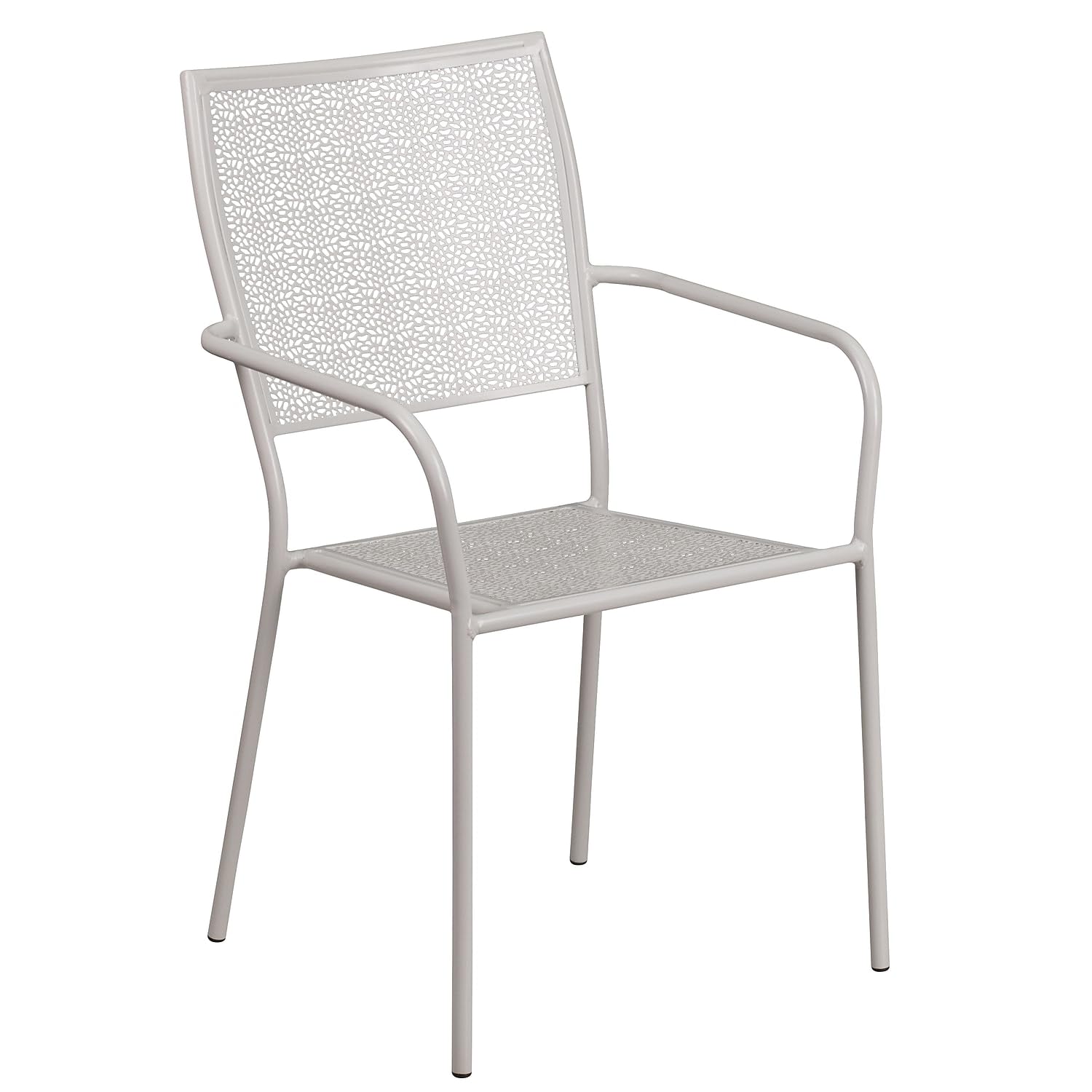 5 Pk. Silver Indoor-Outdoor Steel Patio Arm Chair with Square Back