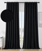 Joydeco Blackout Curtains for Bedroom 96 inches Long,Back Tab/Rod Pocket 100% Blackout Living Room Drapes, Textured Thermal Insu