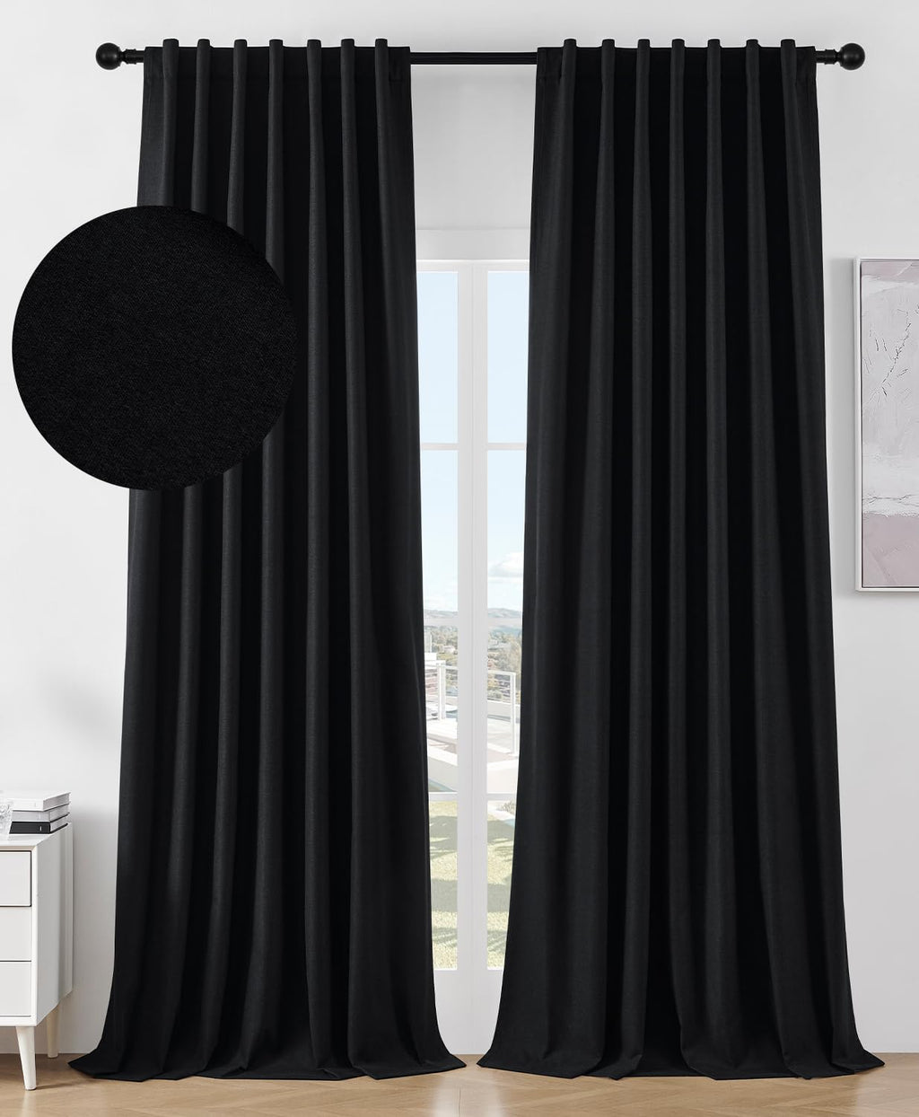 Joydeco Blackout Curtains for Bedroom 72 inch Length,Back Tab/Rod Pocket 100% Blackout Living Room Drapes, Textured Thermal Insu