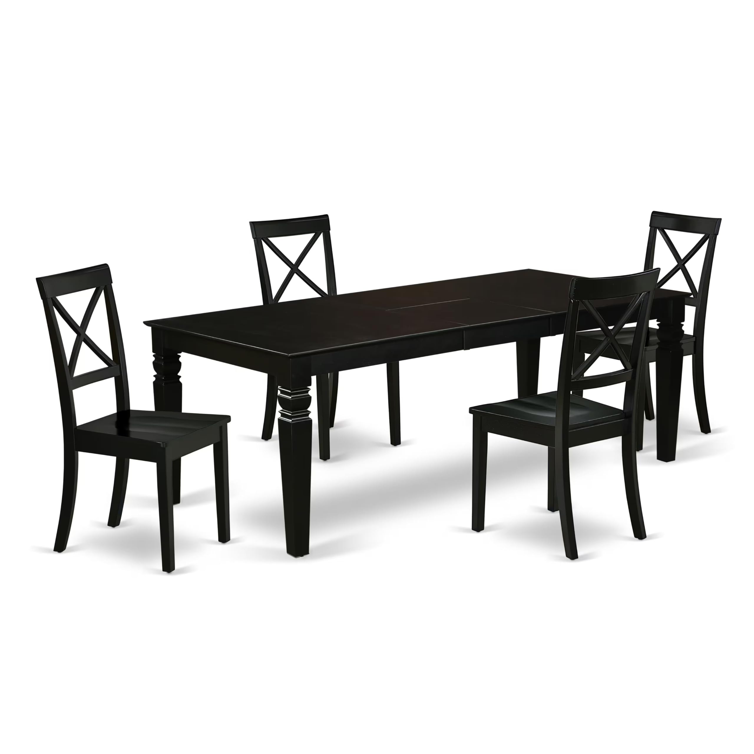East West Furniture Lgbo5-Blk-W 5 Piece Kitchen Table & Chairs Set Includes A Rectangle Dining Room Table With Butterfly Leaf And 4 Dining Chairs, 42X84 Inch, Black
