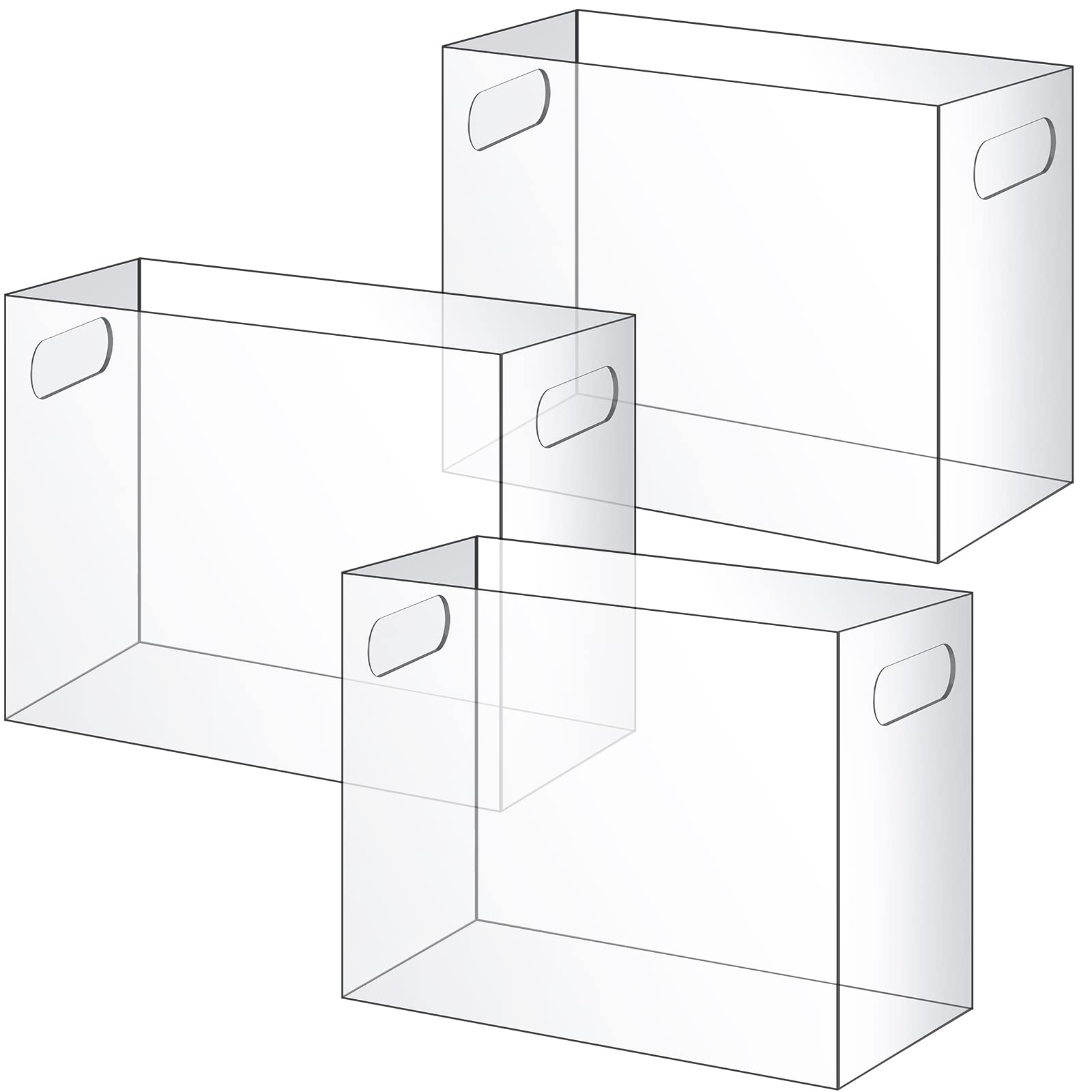 3 Pcs Acrylic File Organizer Acrylic Desktop File Box With Handle Hanging File Folder Box Clear File Holder Filing Box For Offic