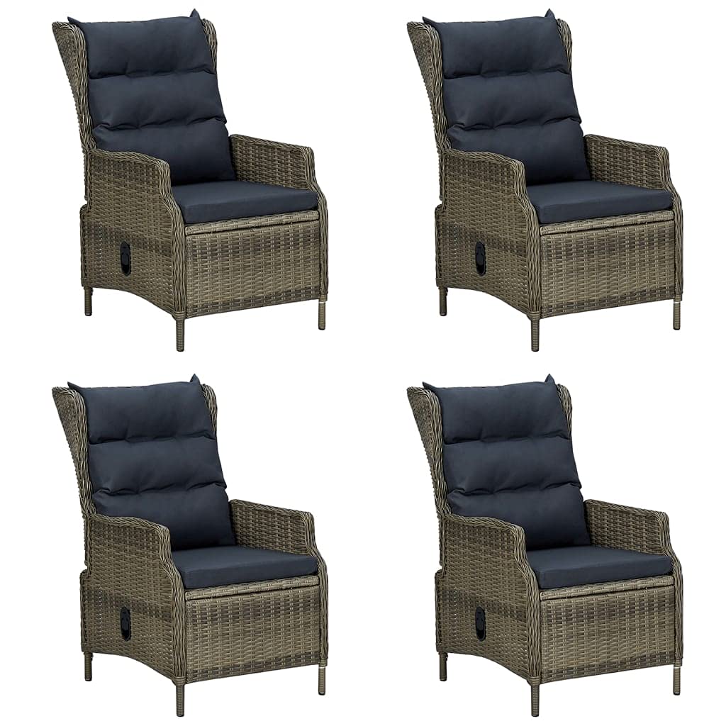 vidaXL Patio Dining Set 7 Piece, Outdoor Dining Table Set with Wood Tabletop, Rattan Chairs with Cushions, Conversation Set, Farmhouse Modern, Brown