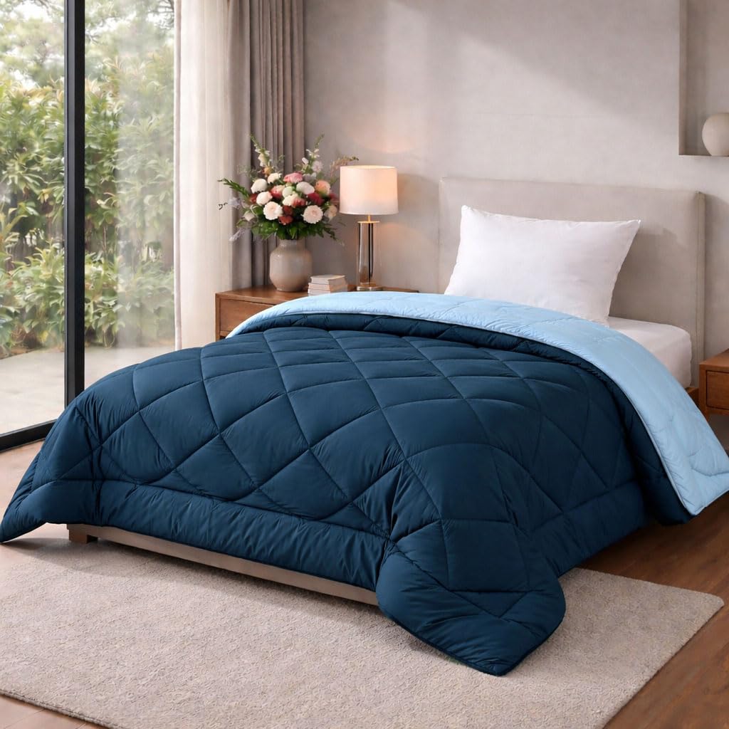 HOMEKART 220 GSM Microfiber Reversible Comforter for Single Bed,Ultra Soft, SkinFriendly & Hypoallergenic Solid Blanket|Lightwe