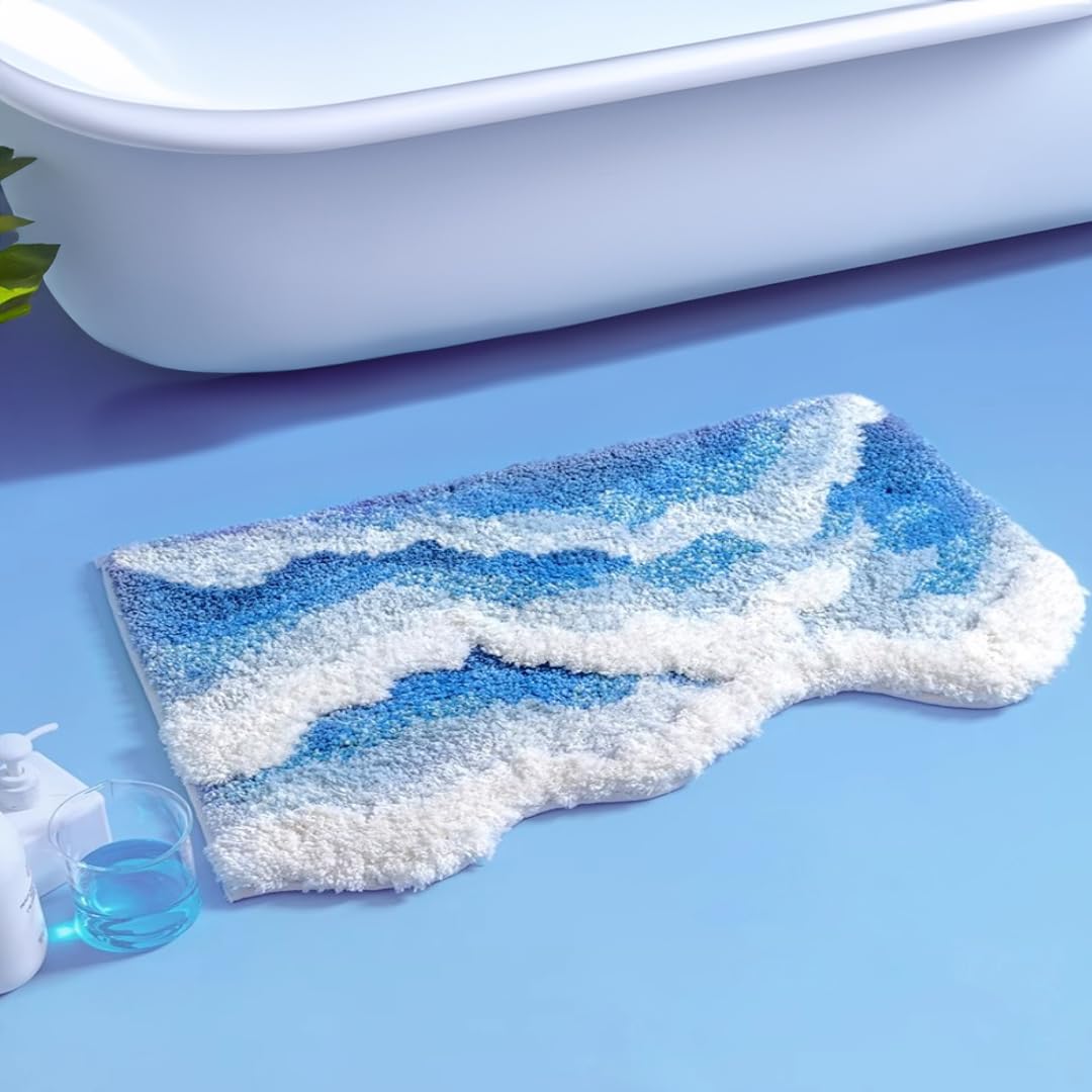 Cute Bath Mats for Bathroom Decor, Moss Bathroom Rugs, Non-Slip Soft Plush Shaggy Bath Carpet