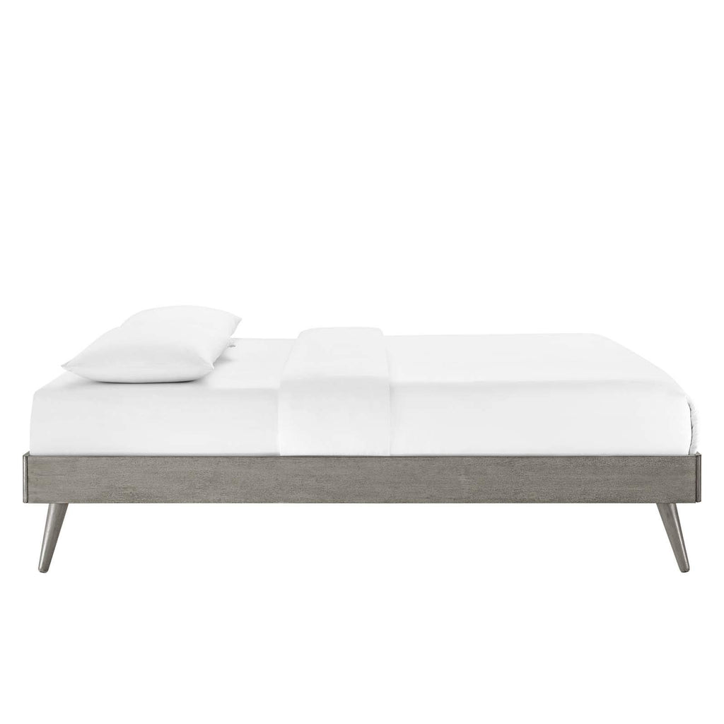 Margo Twin Wood Platform Bed Frame in Gray