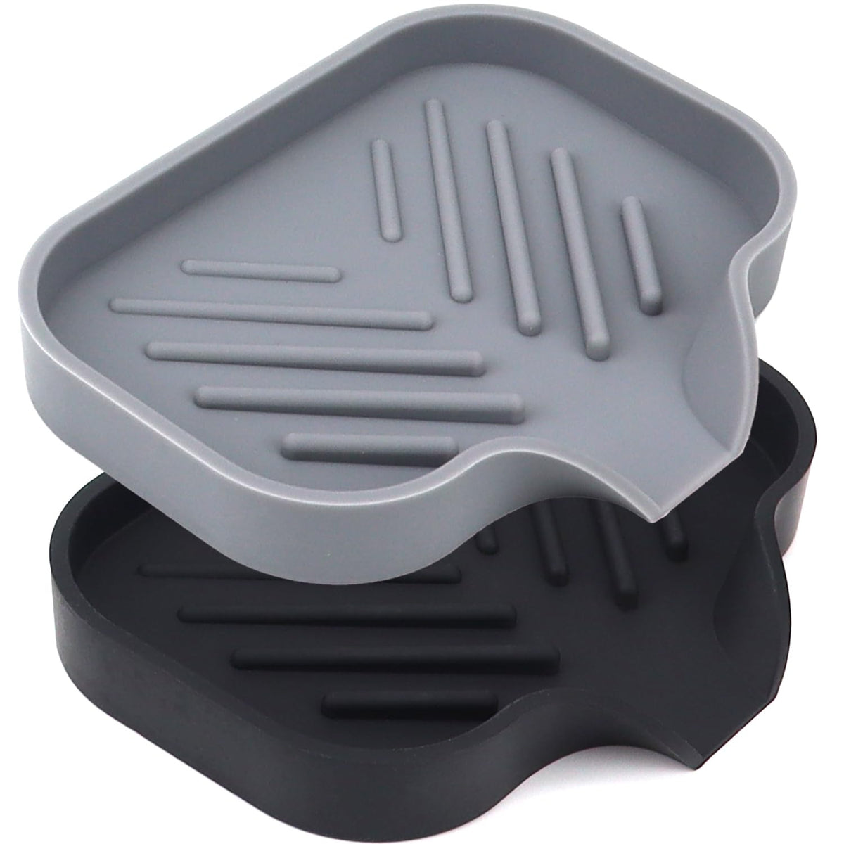 YASMEN 2 Pcs Silicone Soap Dish, Soap Holder with Drain, Sponge Holder for Kitchen Sink, Soap Dispenser Tray, Bathroom & Kitchen