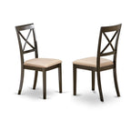 East West Furniture HLBO5-CAP-C 5 Piece Dining Room Furniture Set Includes a Round Dining Table with Pedestal and 4 Linen Fabric Upholstered Chairs, 42x42 Inch, Cappuccino